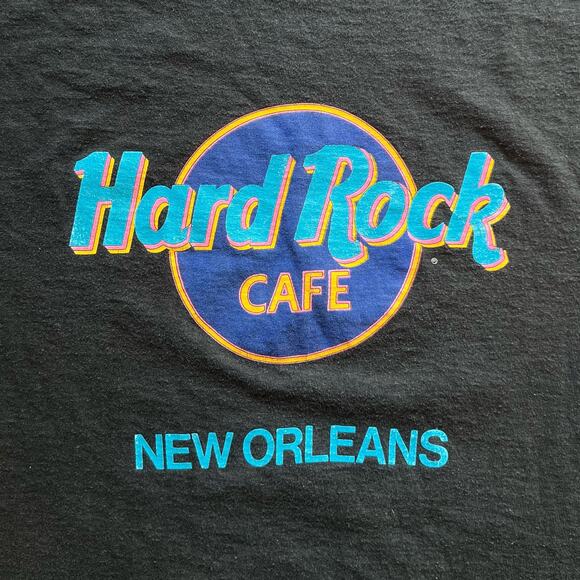 Vintage 90s Hard Rock Cafe New Orleans Single Stitch Restaurant T Shirt L Black - Picture 3 of 9